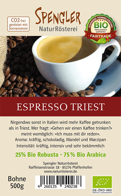 Espresso Triest BIO Fair Trade 500g Spengler NaturRösterei